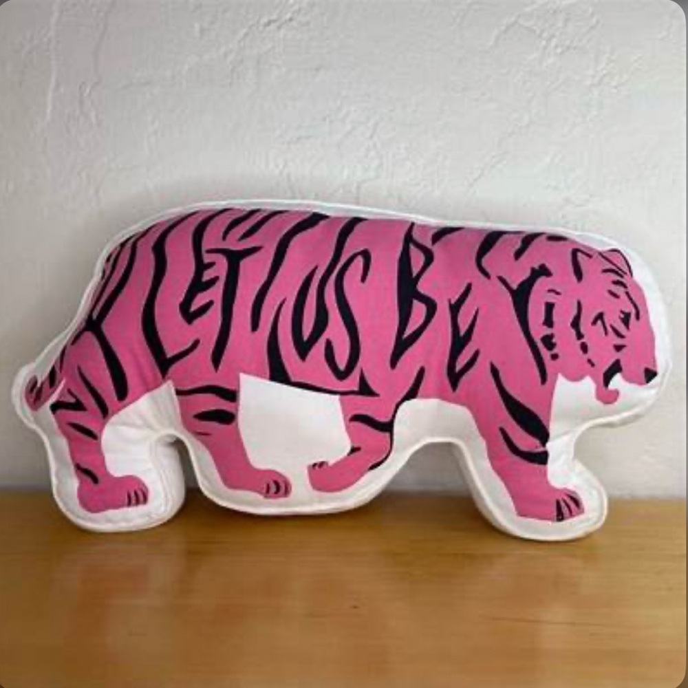 RARE 🐅IKEA Urskog Pink Tiger Canvas Pillow “Let Us Be Free”